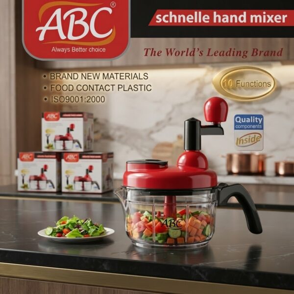 ABC Hand Chopper And Mixer 10-in-1 manual kitchen chopper with blades and bowl