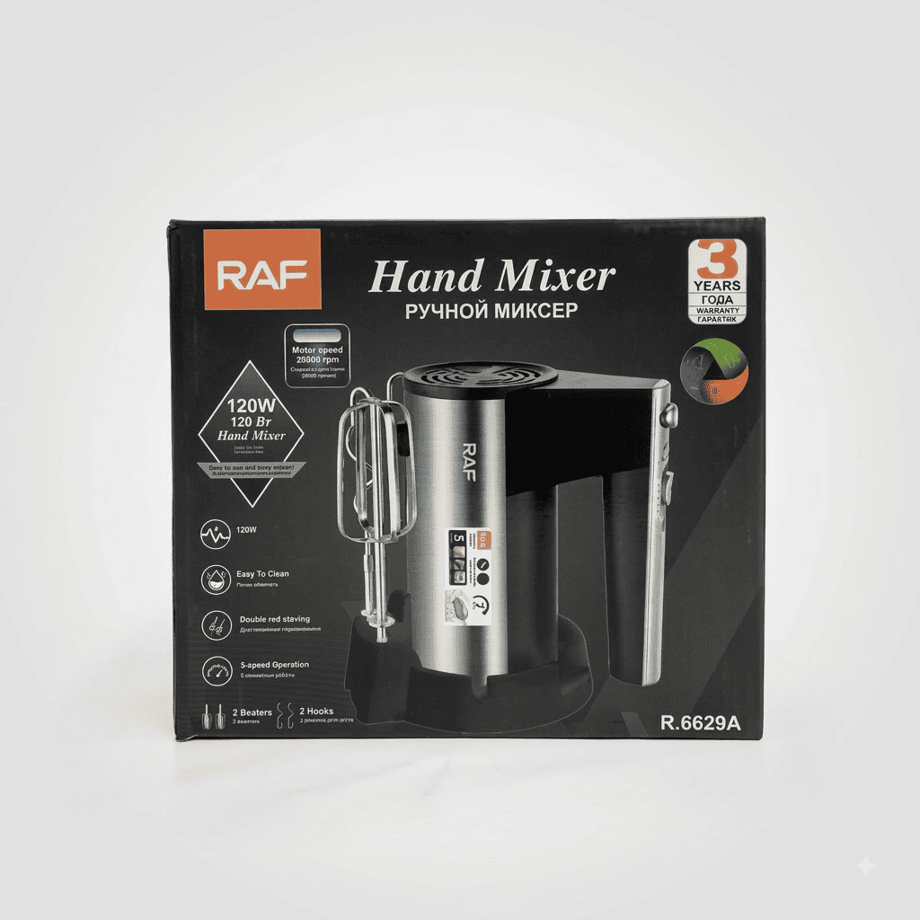 RAF Hand Mixer Egg Beater R.6629A-–-120W 5 Speeds Turbo