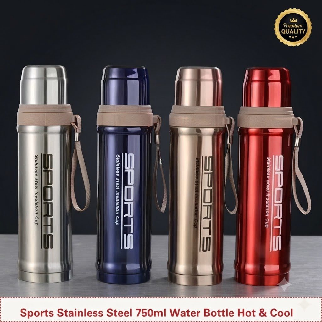 Sports Stainless Steel 750ml Water Bottle Hot Cool