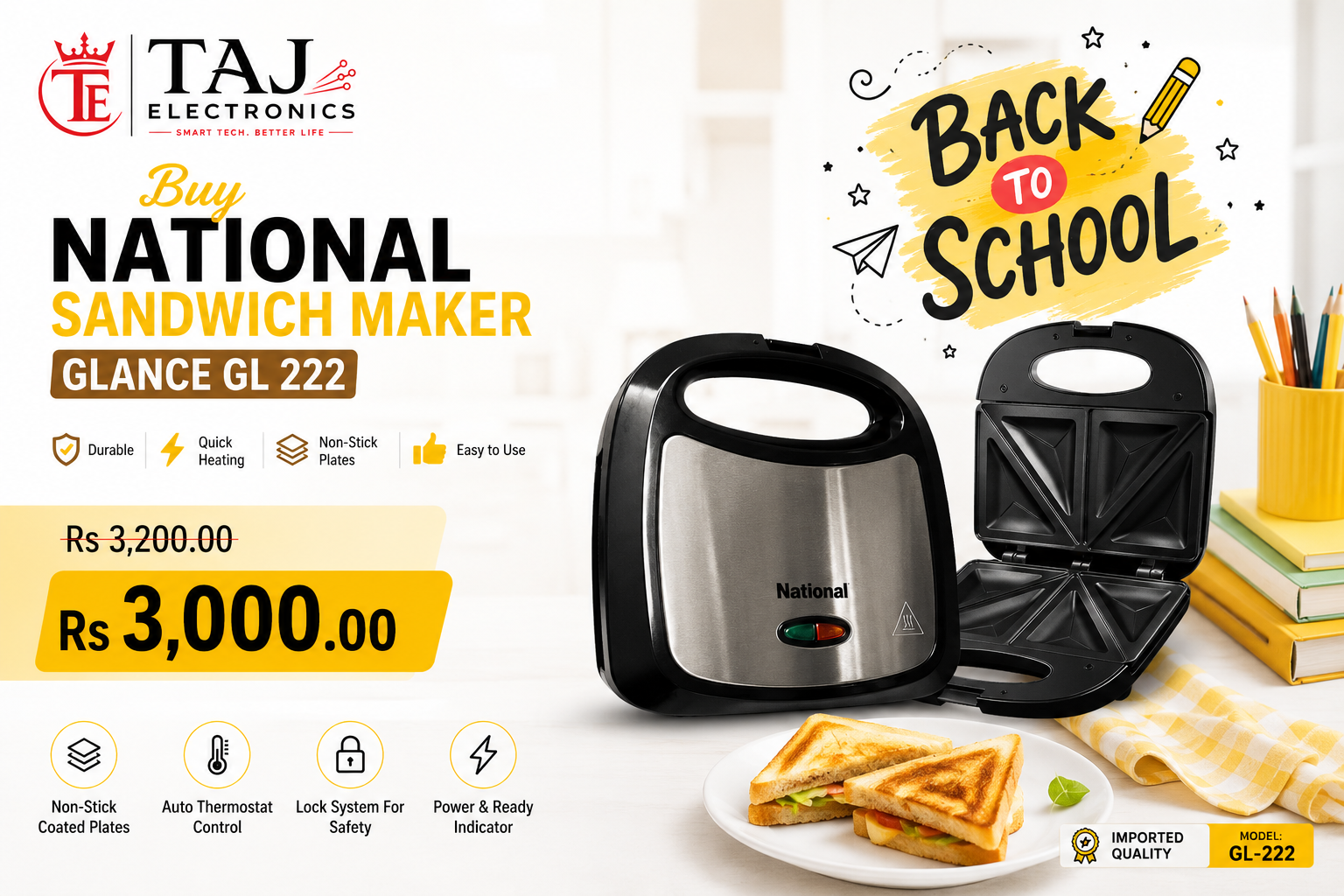 National Sandwich Maker Glance GL 222