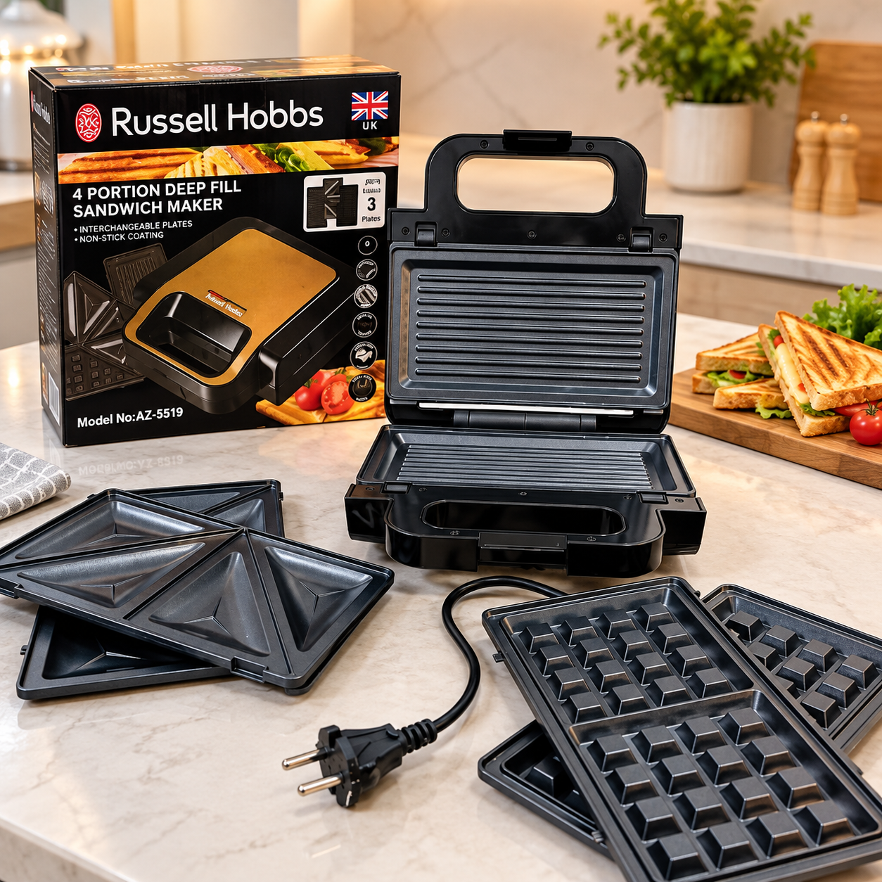 Russell Hobbs 4-Portion Deep Fill Sandwich & Waffle Maker Russell Hobbs 4-Portion Deep Fill Sandwich & Waffle Maker