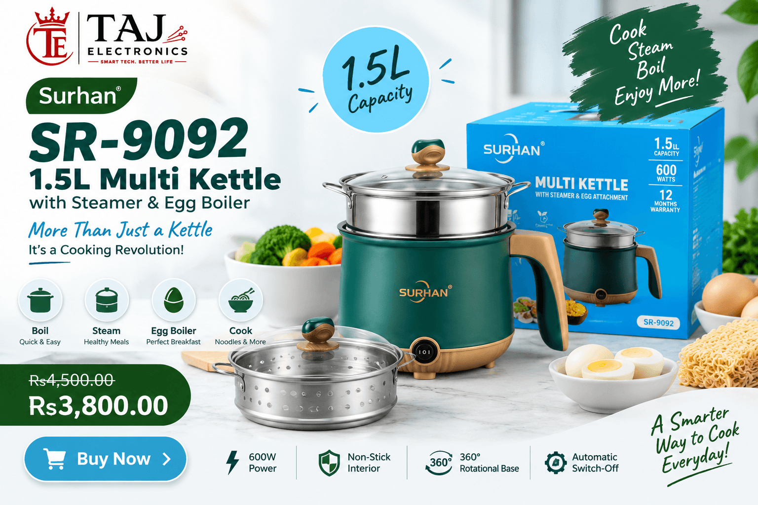 Surhan SR-9092 1.5L Multi Kettle