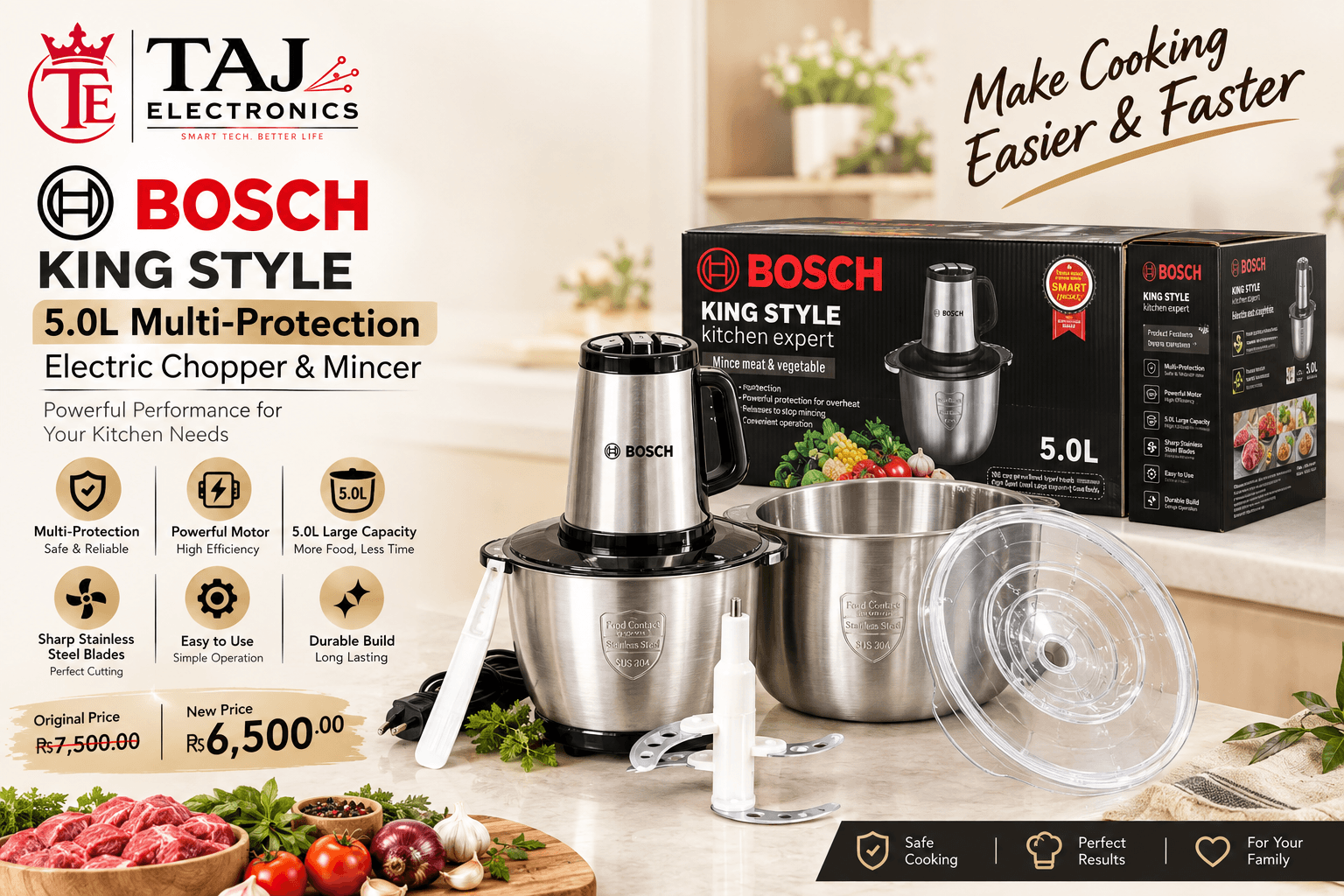 Bosch King Style 5.0L Multi-Protection Electric Chopper & Mincer