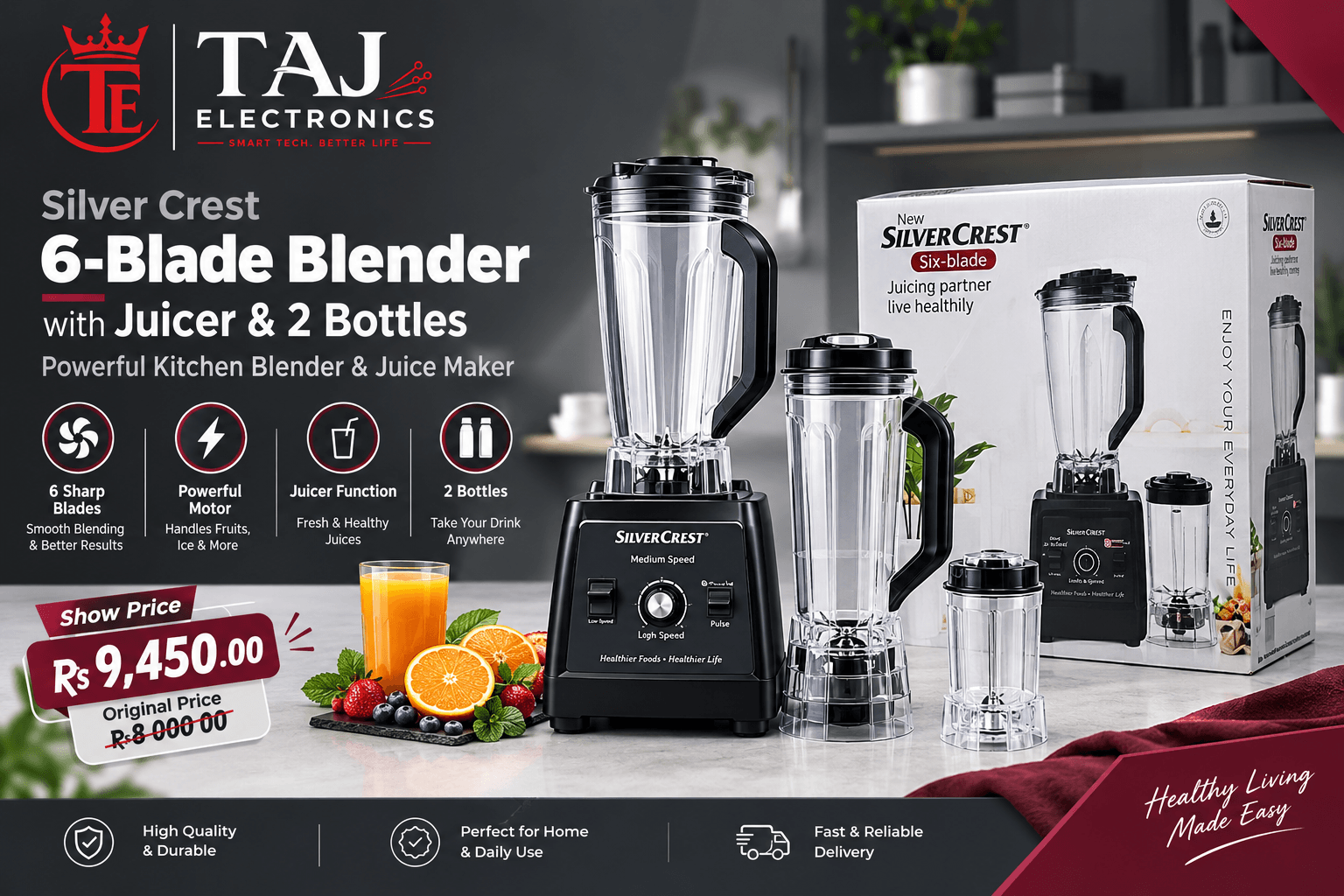 Silver Crest 6-Blade Blender with Juicer