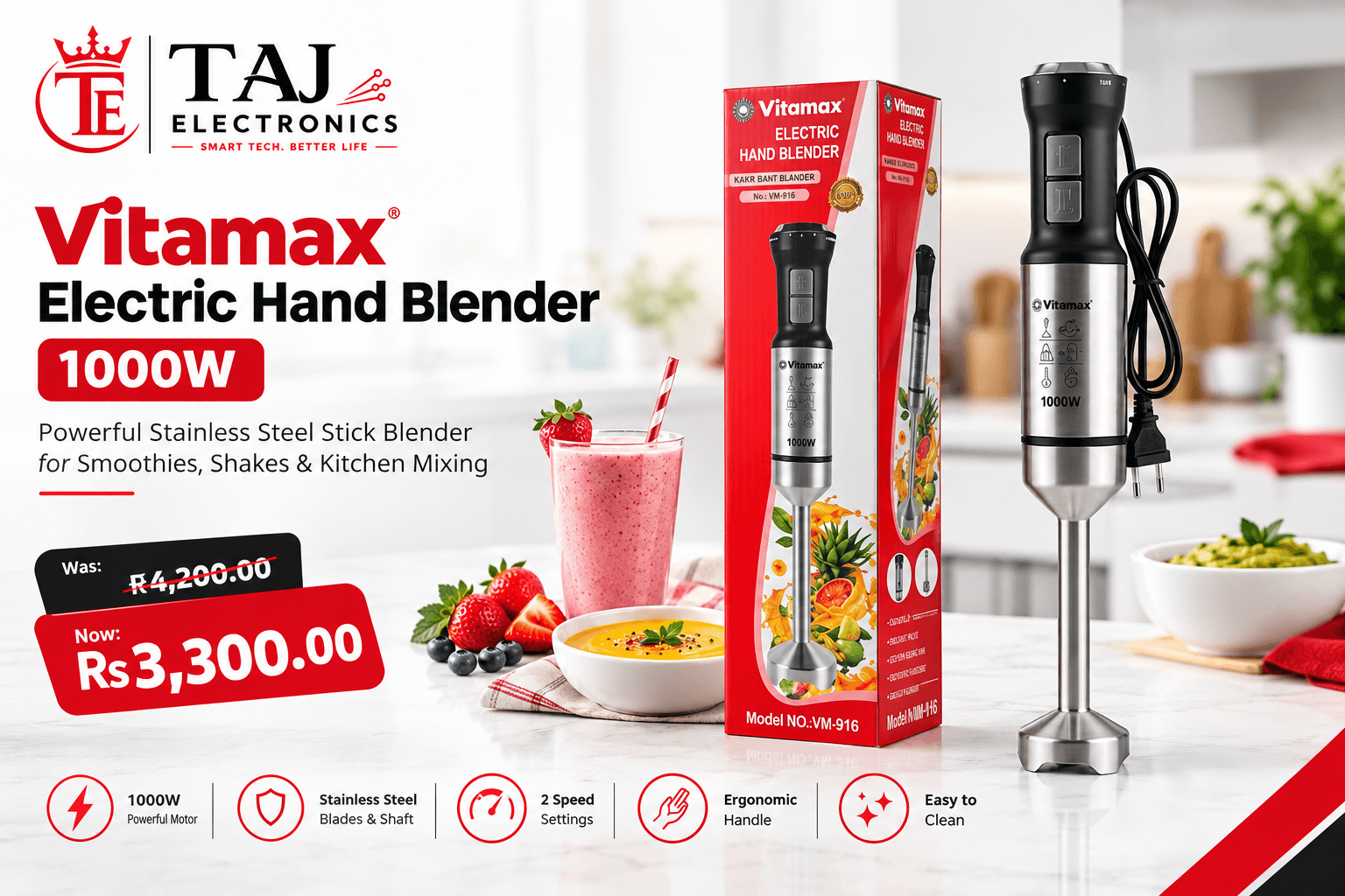 Vitamax Electric Hand Blender 1000W