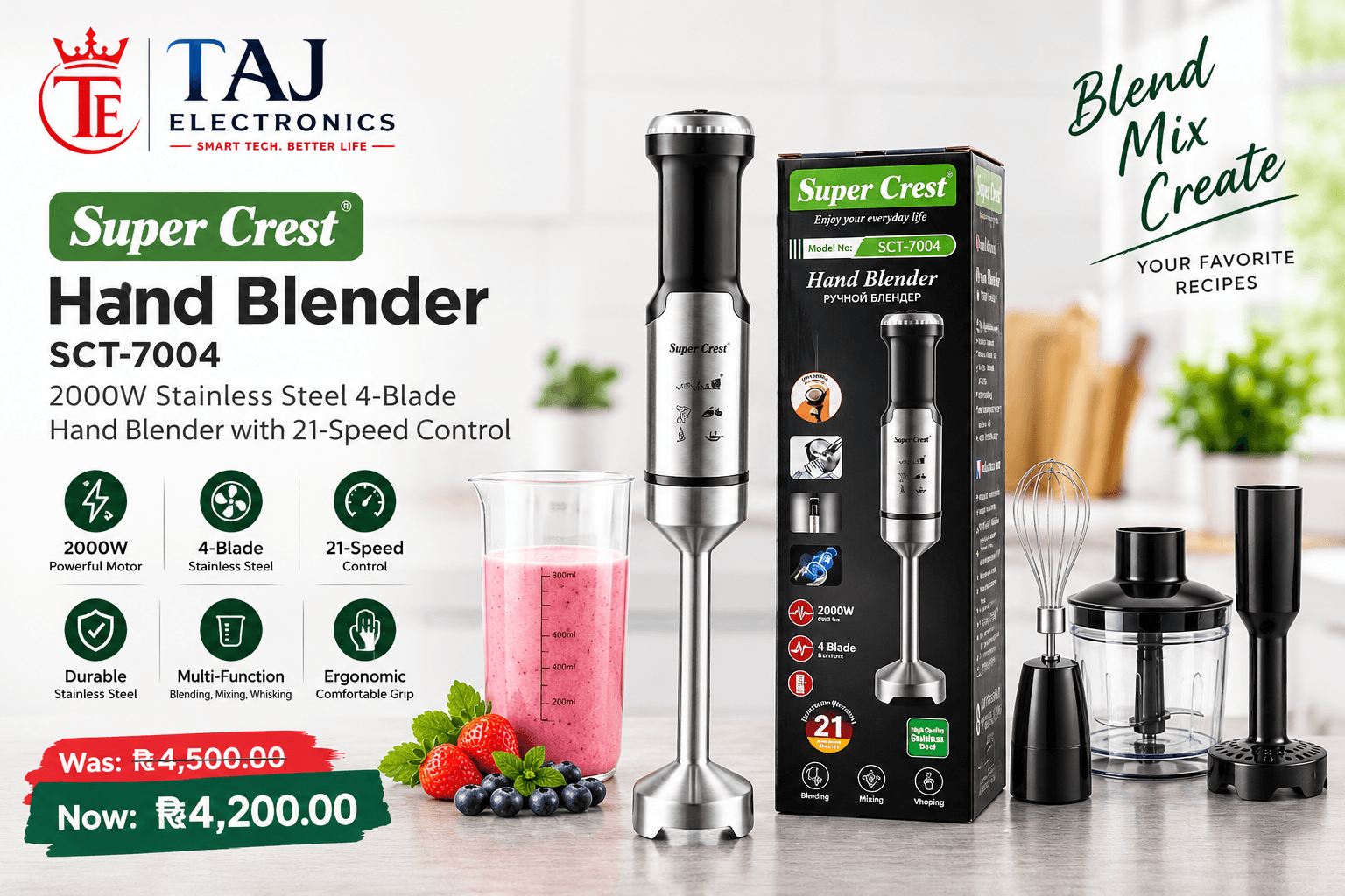 Super Crest Hand Blender SCT-7004