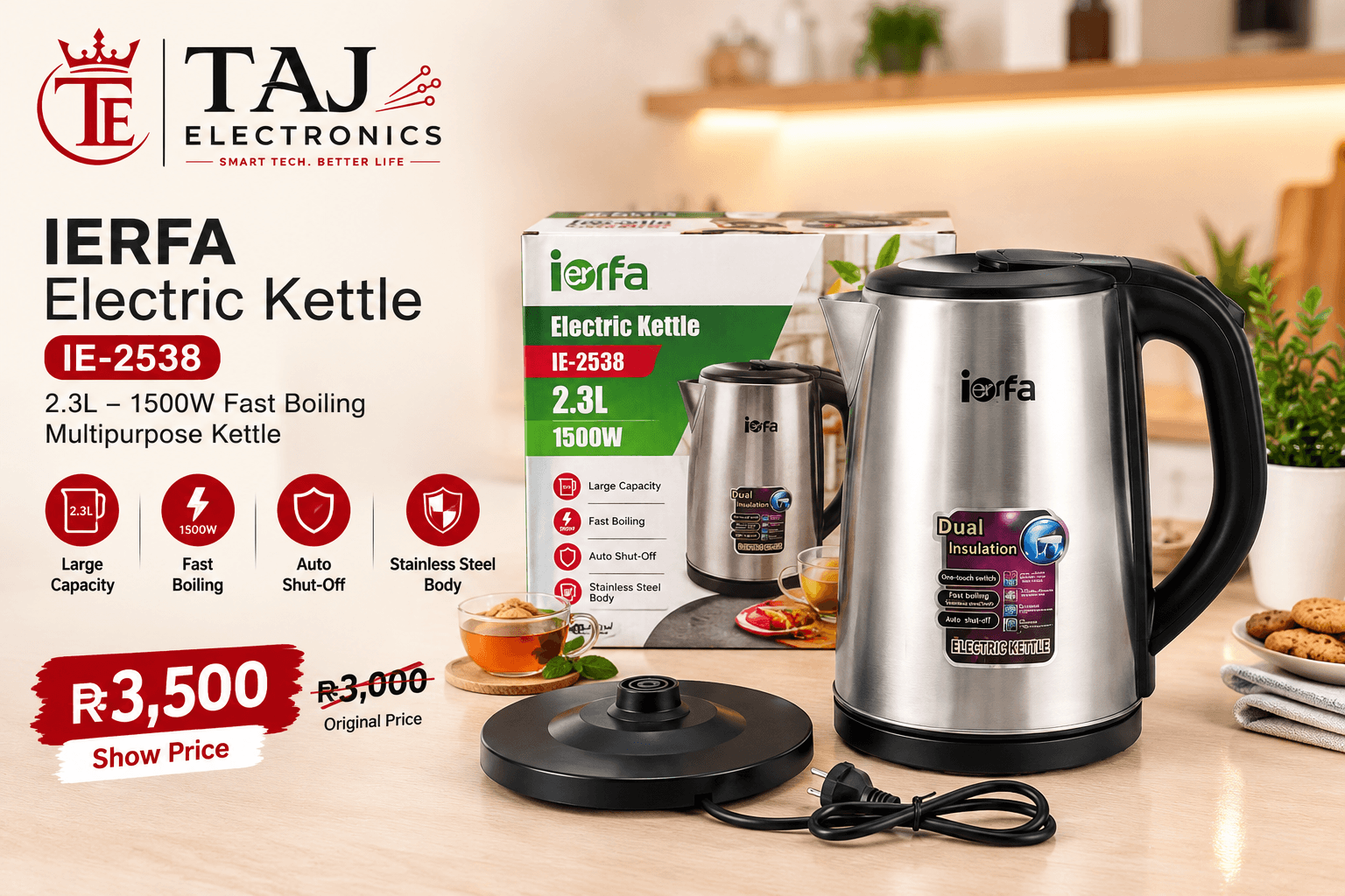 ierfa Electric Kettle IE-2538 2.3L
